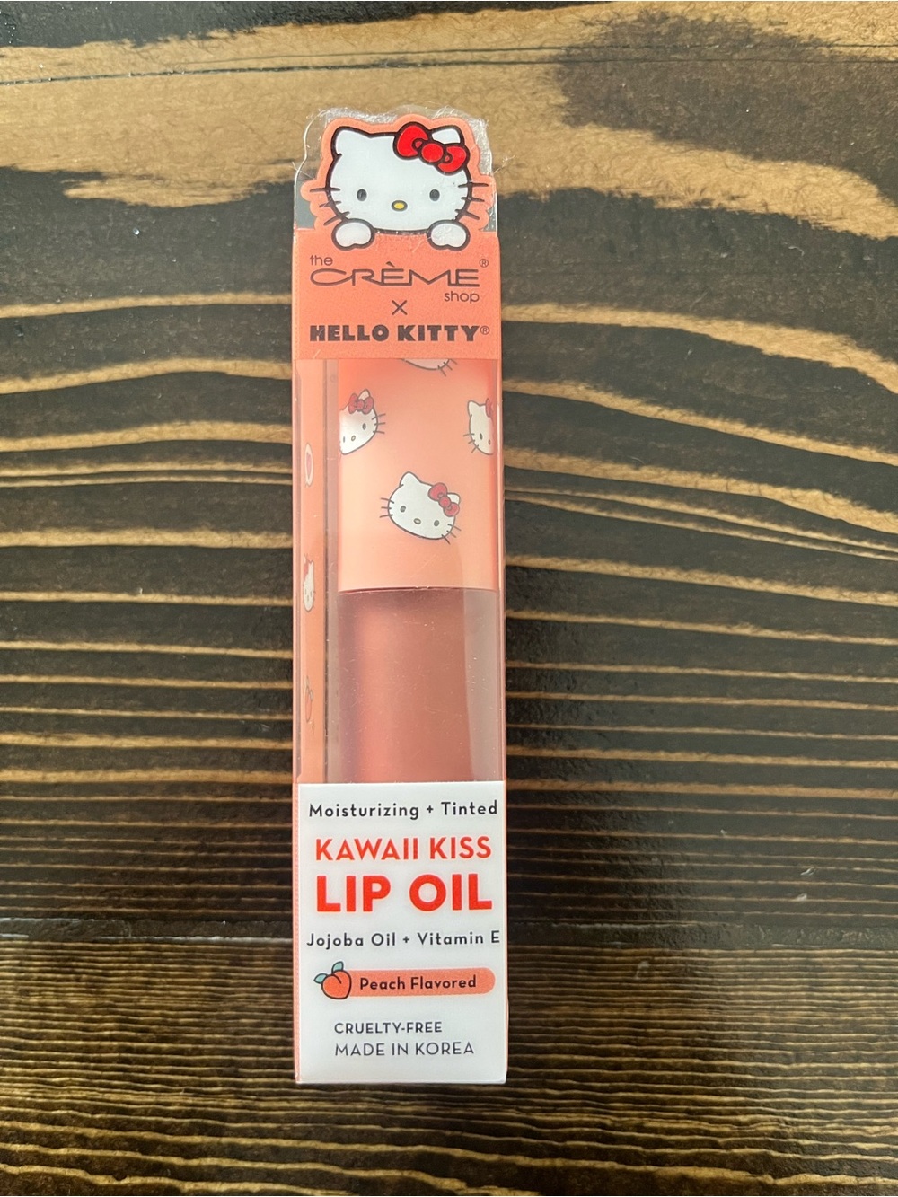 Hello Kitty Peach Tinted Lip Oil - Coral Pink Packaging